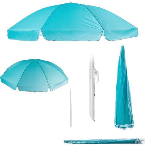 Parasol de jardin, diamètre 220 cm, matériau en bois et polyester, mécanisme de réglage manuel, protection UV, facile à nettoyer (1/5)