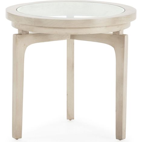 Mesa Auxiliar 50X50X48 Madera Blanco Velado/Cristal (1/3)