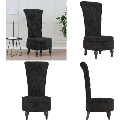 Chaise à dossier haut noir velours conception de bouton - Chaise en velours - Chaise de bureau (1/5)