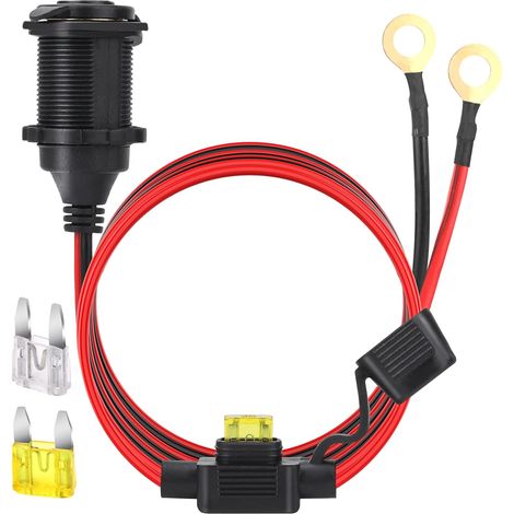 Prises Allume-Cigare puissance élevée Prise DC fixable Imperméable Marine Grade étanche pour Bateau Moto Voiture Câble de 2,5 mm² de 1,2 m Supporte un courant de 20 A 12 V/24 V (1/5)