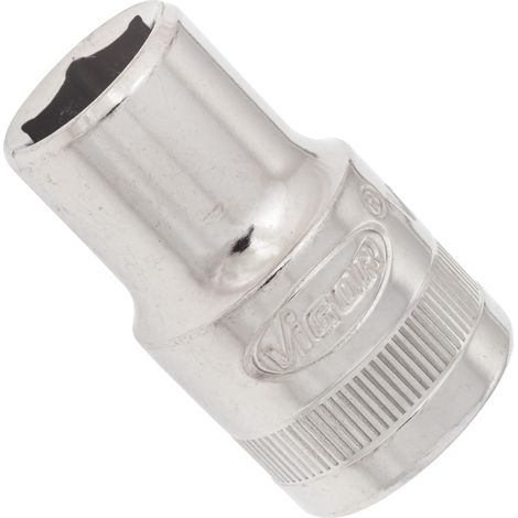VIGOR Innenvierkant Antrieb 12,5 = 1/2 Zoll Steckschlüssel-Einsatz Außensechskant-Profil V2603N ∙ Vierkant hohl 12,5 mm (1/2 Zoll) ∙ Außen-Sechskant Profil ∙ 12 ∙ Gesamtlänge: 38 mm