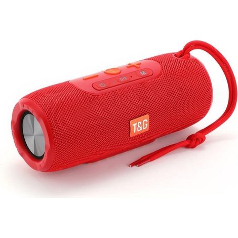 Enceinte Bluetooth portable T&G TG-341, 10 W, batterie rechargeable, résistante à l'eau - Rouge