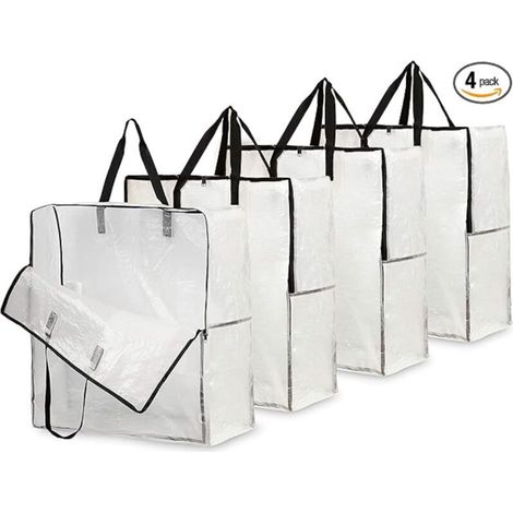 SABIR Sacs à linge , très résistants, pour ranger vêtements, literie et couettes dans le garage, le grenier ou sous le lit, lot de 4 (1/4)