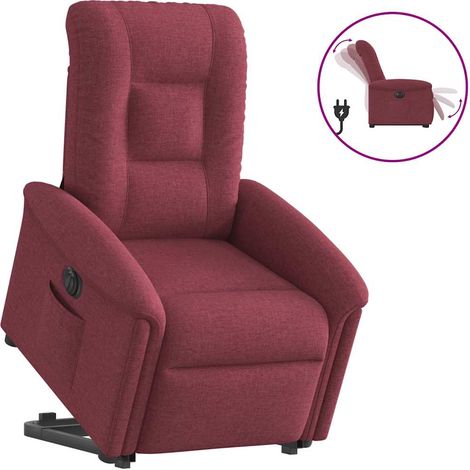 Relaxsessel mit Aufstehhilfe Elektrisch Weinrot Stoff
