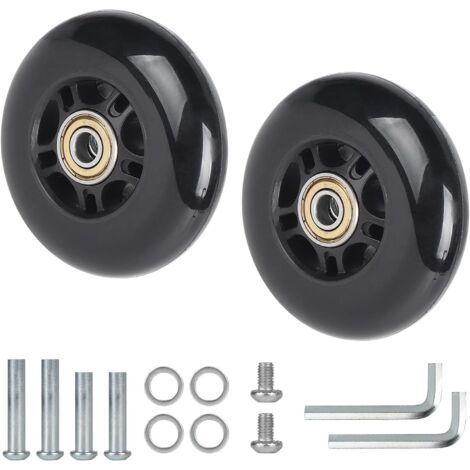 2x roulette valise, 80x24mm, caoutchouc, noyau métallique, universel, bagage, poussette (1/5)