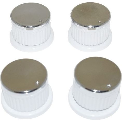 Universal Oven Cooker Hob Knob Dial Pack of 4 White/Silver (1/5)