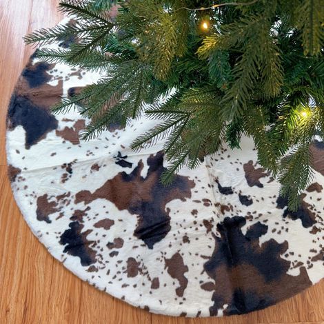 Ardoise De Sapin De Noël - Imprimé Vache Rustique - Diamètre 122 Cm - Pour Arbre Artificiel Ou Naturel - Décoration Intérieure Hivernale - 1 Pièce (1/5)