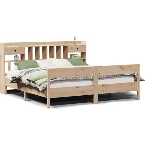 Maison Exclusive - Massivholzbett mit Regal ohne Matratze 180x200