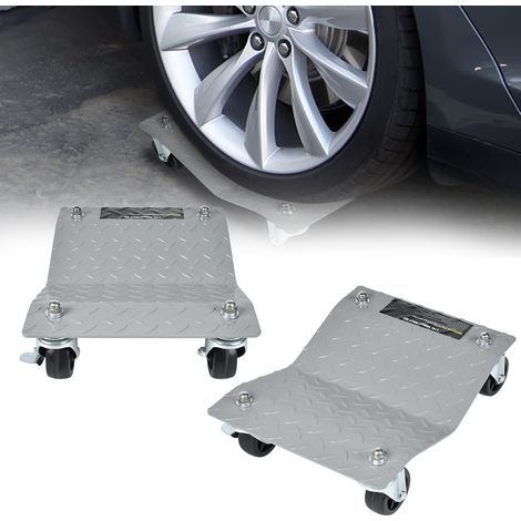 AUFUN Aide au Manœuvre 2 Pièces, Cric de Déplacement pour Voitures, Camions, Tracteurs, Plateforme Mobile pour Pneus, Capacité de Charge 500 kg Chacun, Argent (1/2)