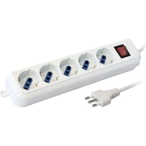 Bloc multiprise électrique avec 5 places Schuko avec interrupteur pour allumage (1/4)