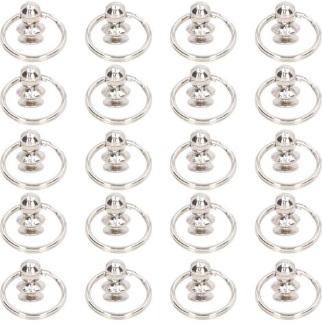 Rivets à tête ronde avec anneaux 8x19 mm, vis Chicago argentées, finition brillante (20 pcs)