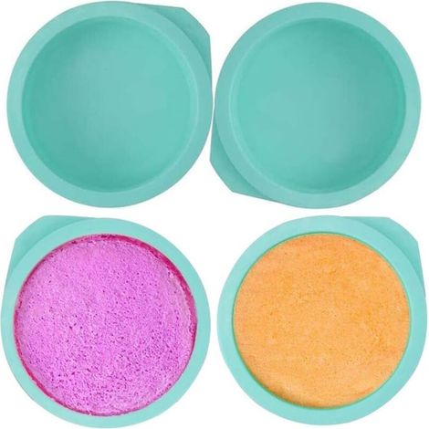Stampo rotondo in silicone per torte, teglia da forno da 15 cm, stampo antiaderente in silicone per torte, pane e crostate, set da 4 pezzi (verde) - Fei Yu (1/5)