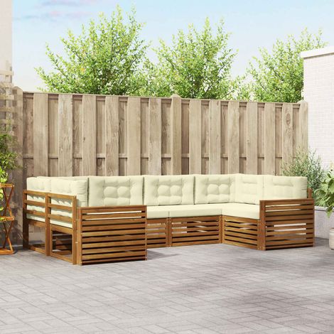 vidaXL Outdoor-Sofagarnitur mit Kissen 6 pcs Natur und Creme (1/5)