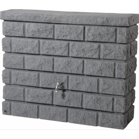 Vasca a parete rocciosa in granito scuro 400L 120x100x40cm - GRAF - Con filtro set e rubinetto