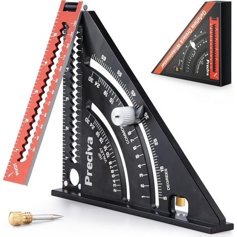 Equerre Menuisier Metal Aluminium Règle de Triangle Pliante Équerre Combinée 317mm Multifonction Équerre Triangle Règle d'Angle Rapporteur 45 90 Degres/Outillage Charpentier/Outillage Bois (1/5)
