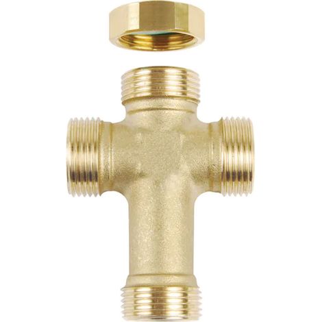 Thermador – Croix de dérivation 3/4" M pour kit de sécurité KMIX – Raccordement chauffe-eau électrique – Bouchon et joint inclus