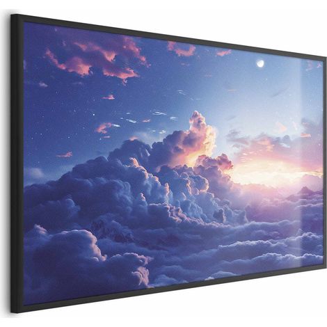 Plakat – Nachtkonzert in den Bergen: Wolken, erleuchtet von den letzten Sonnenstrahlen (1/4)