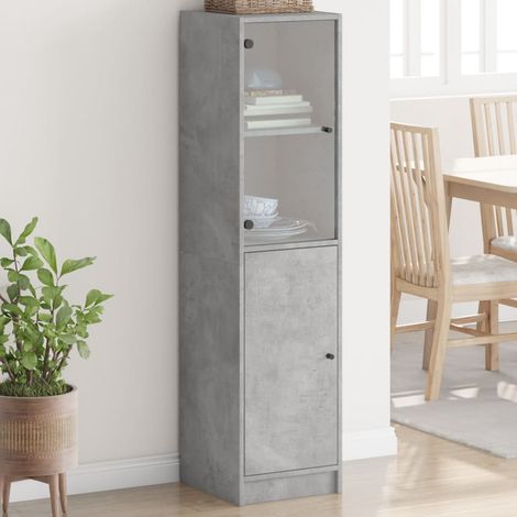 Highboard mit Glastür Betongrau 35x37x142 cm