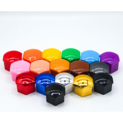 Tapones de tuercas de rueda azules metalizados 19 mm, 20 piezas + clip (1/5)