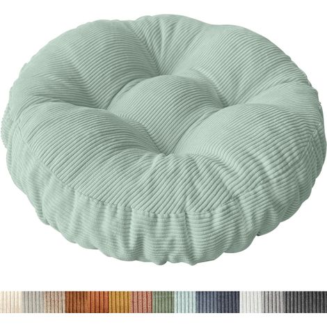 Coussin de chaise rond, 40 x 40 cm, antidérapant, lavable, confortable, en velours côtelé, épais, avec fermeture éclair, pour l'intérieur, la cuisine, le jardin, les chaises en bois (1/5)