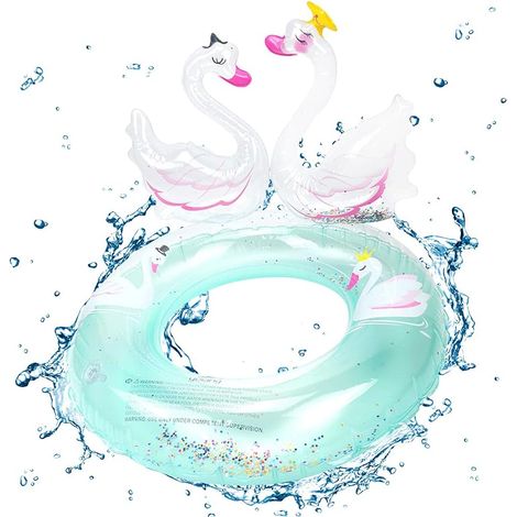 Bouée gonflable à paillettes bleues pour enfants, accessoire de baignade à la plage, destiné aux loisirs aquatiques.-AquaForge (1/5)