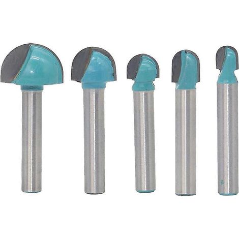 Lot de 5 fraises à rainurer à bout rond de 6 mm pour défonceuse (1/4)