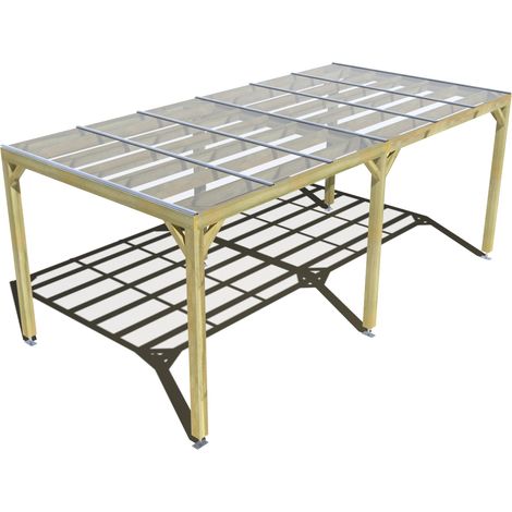 Pergola bois • 6m x 3m • indépendante • sens largeur • couverture étanche transparente incluse • livraison comprise (1/3)