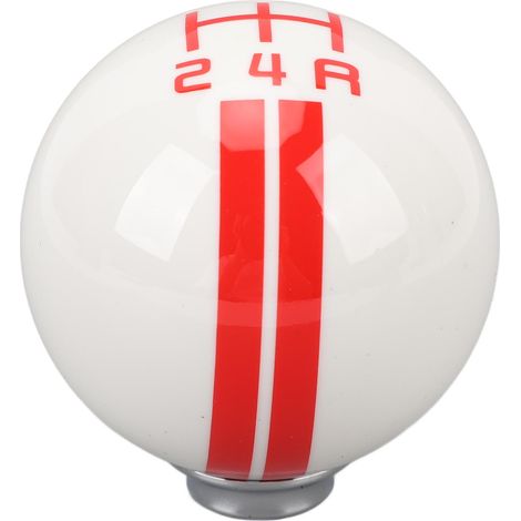 Pomello del cambio manuale a 5 marce rotondo con 3 adattatori per Mustang 1967-2018, bianco e rosso. (1/5)