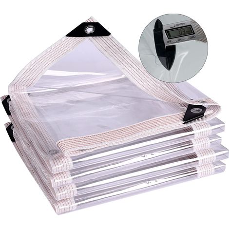 Bâche transparente imperméable 3 x 6 m avec œillets, bâche en vinyle robuste, pare-soleil en PVC pour poulailler, porche, auvent, plantes, camping (1/5)