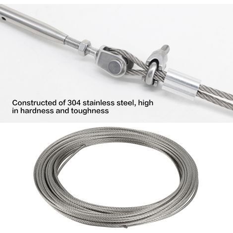 20 m Edelstahlseil 304, harter Stahldraht, Durchmesser 2,5 mm, für Angel- und Hebearbeiten (1/5)