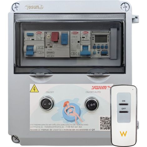 Cuadro Eléctrico para Piscina  IP65  Con Control Remoto  Contactor para Motor y Guardamotor de 1CV