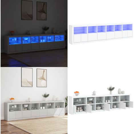 Sideboard mit LED-Leuchten Weiß 283x37x67 cm - Sideboard - Wohnzimmermöbel - TV-Schrank - Regal - Holz Sideboard - Home & Living (1/5)