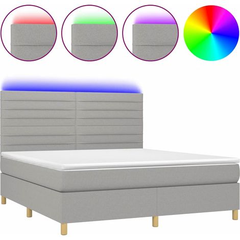 Maison Exclusive - Letto a Molle Materasso e LED Grigio Chiaro 180x200 cm Tessuto (1/5)