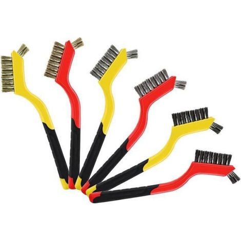 Brosses Métalliques - Acier Inoxydable Nylon Laiton - Pour Nettoyage Surfaces Métalliques - 6 Pièces (1/4)