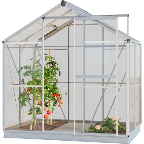 GFP Gewächshaus Opal 2 Glasgewächshaus 192x131 cm Aluminium-Rahmen, 4 mm Sicherheitsglas mit Fundamentrahmen und autom. Fensteröffner (1/5)
