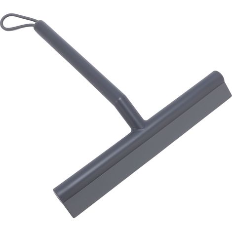 Raclette de douche en TPE PP à tête souple pour vitres de porte, miroirs et vitres de voiture, avec cordelette et crochet de suspension, grise. (1/5)
