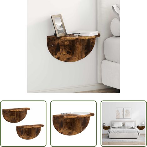 Holzregal - Wandregal 2 pcs Geräucherte Eiche 48 x 24 x 24 cm Holzwerkstoff (1/5)