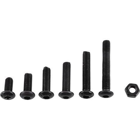 250 vis M3 en acier allié noir, vis à tête cylindrique avec écrous hexagonaux, assortiment de boulons de fixation (1/5)