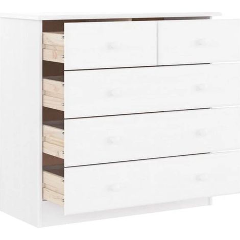 Cuvette de Toilette en Bois Massif de Pin, Design Moderne Blanc, 77 x 35 x 73 cm (1/5)