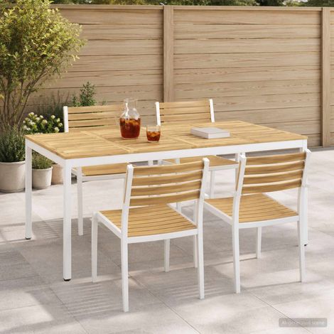 vidaXL Tavolo da cena da giardino Bianco 196 x 100,5 x 75 cm