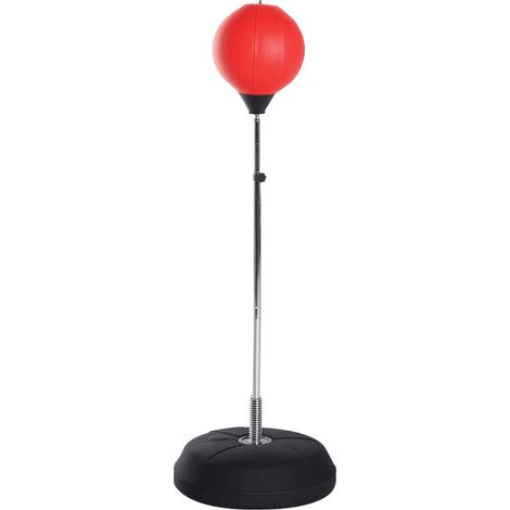 Sac de Frappe sur Pied - Réglable en Hauteur 126-144 cm - Base de Lestage Remplissable - Pour Adolescents et Débutants - Rouge - 1 Pièce (1/5)