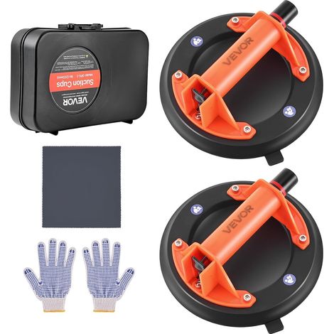 Ventouse de Levage - Lot de 2 - Caoutchouc et ABS - Portée 181 kg - Pose Carrelage et Verre - 20,3 cm (1/5)