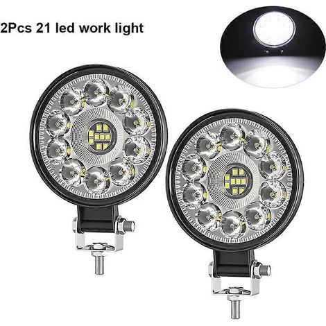 Barre LED 3 pouces 63 W (2/4/8 pièces) pour projecteur tout-terrain 4x4, 12 V/24 V, compatible Jeep, camion, voiture, tracteur, SUV, quad. Phares LED Barra. 2 projecteurs de travail à 21 LED. (1/5)