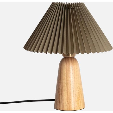 Lampada da tavolo da interno in legno e tessuto, Ø 10,5 cm (1/5)