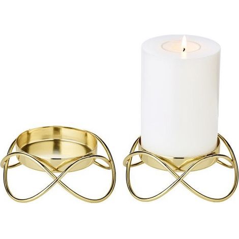 Lot de 2 Bougeoirs Bastia Dorés Porte-Bougies Chauffe-Plat Hauteur 4,5 cm - PANGIVO (1/5)