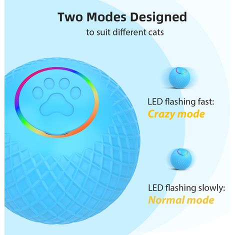 Balle pour chats - Jouet pour animaux de compagnie télécommandé avec LED clignotante, double mode, silencieux, chargement USB-C, évitement automatique des obstacles - Balle roulante active pour chats, (1/2)