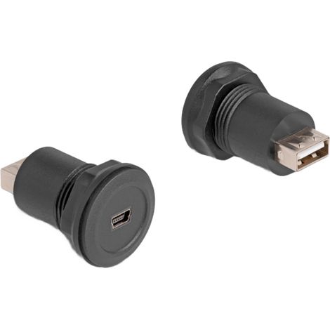 Einbaubuchse Mini-USB-B 2.0  USB-A 2.0, Adapter Verwendung: Im Verteilerkasten, Schaltschrank oder Boitier