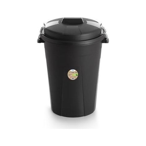 DECH cubo basura 100 l + tapa negro , Cubo basura 100 litros más tapa negro. -Marca: Dech. -Fabricado en plástico de alta calidad. -Fácil limpieza. -Color negro. -Cierre con asas m