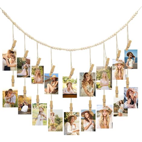 Guirlande photo bohème avec pinces, corde et 20 clips, sans perçage. (1/5)