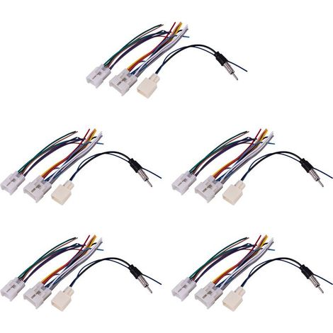 Kit di cablaggio per autoradio CD/DVD in 5 pezzi con cavo adattatore per antenna (1/2)